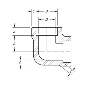 Elbow Snáithe 90 Céim brionnaithe